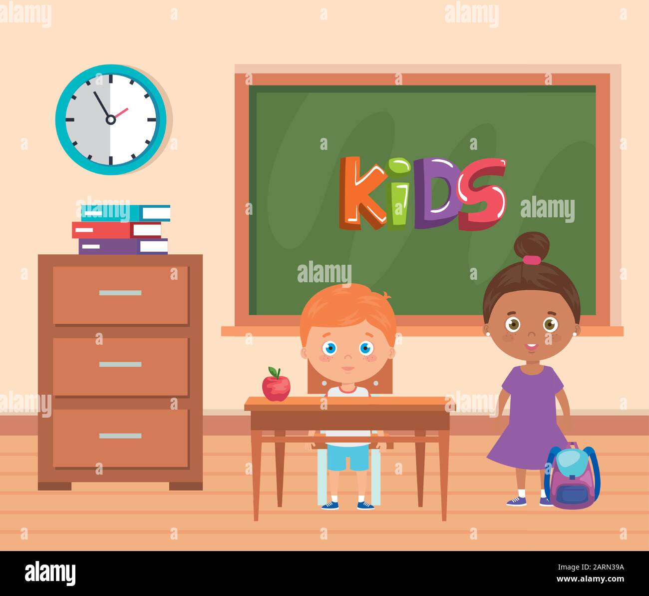 little-group-of-children-in-classroom-stock-vector-image-art-alamy
