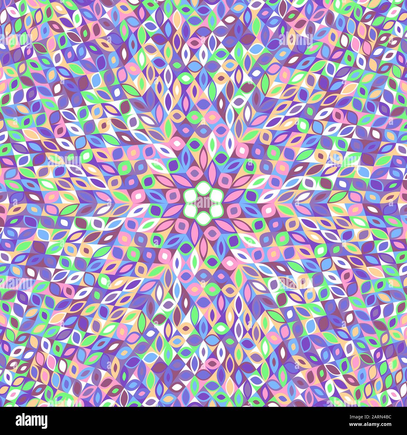 Dynamic colorful tiled mosaic background - circular floral vector design Stock Vector