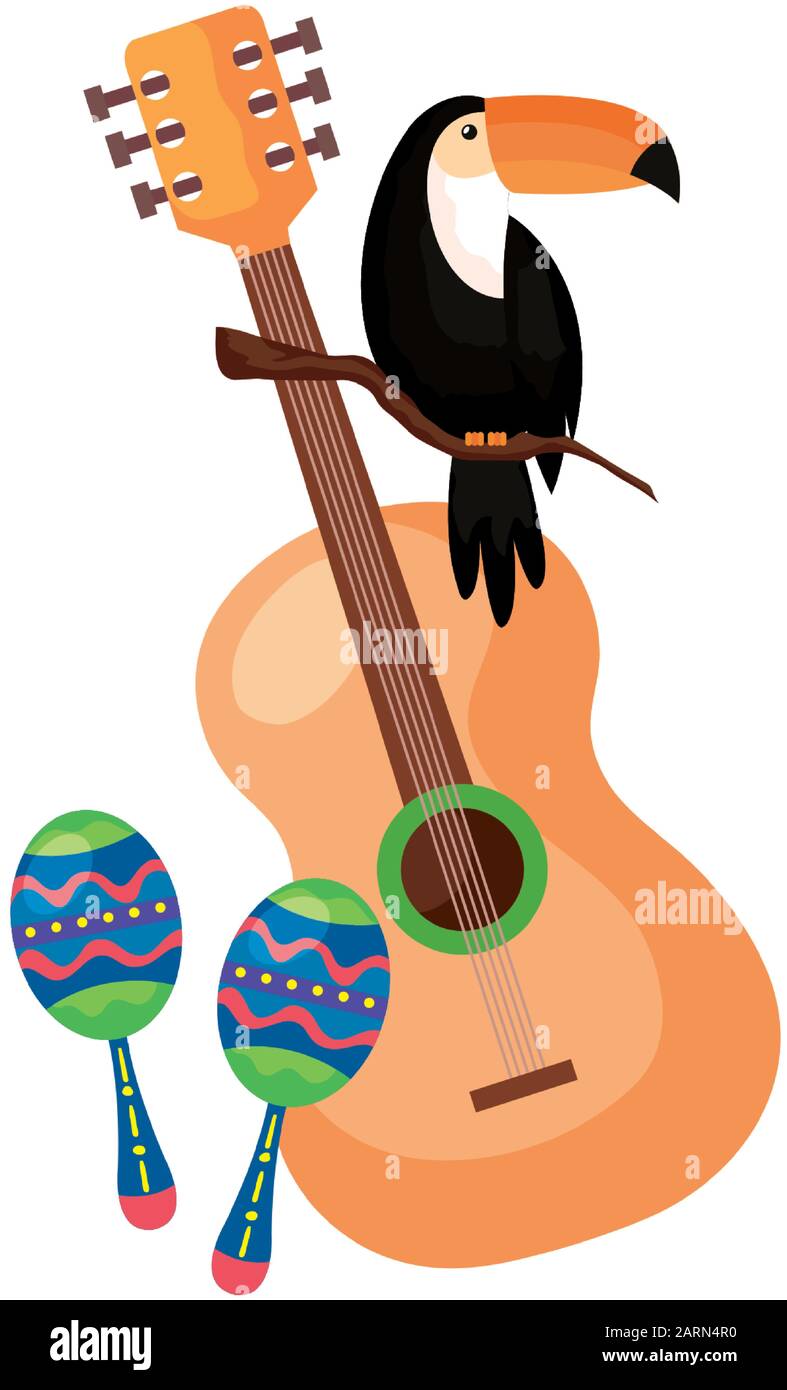 maracas with guitar and toucan isolated icon Stock Vector Image & Art ...