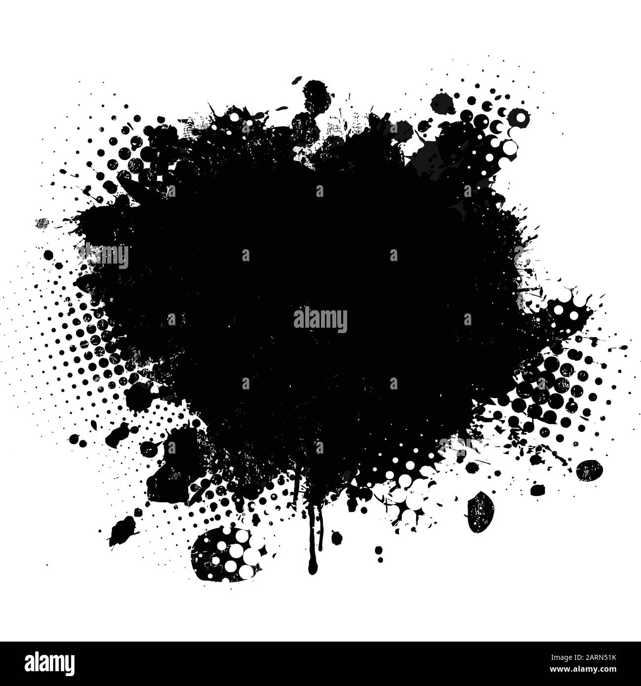 Black spot of paint on a white background. Grunge urban background ...