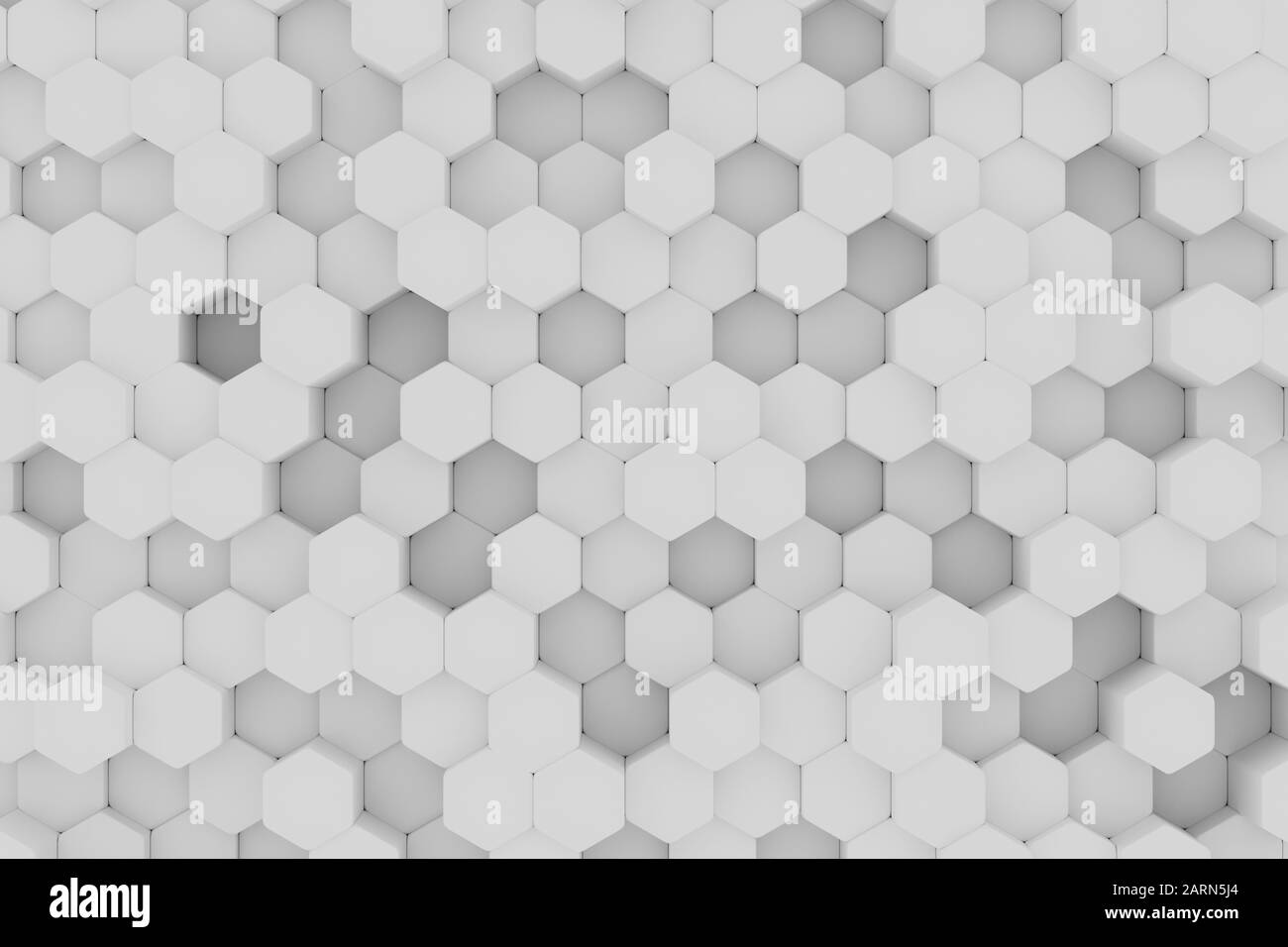 White wall of honeycombs. Chaotic Cubes Wall Background. Panorama with high resolution wallpaper. 3d Render Illustration Stock Photo