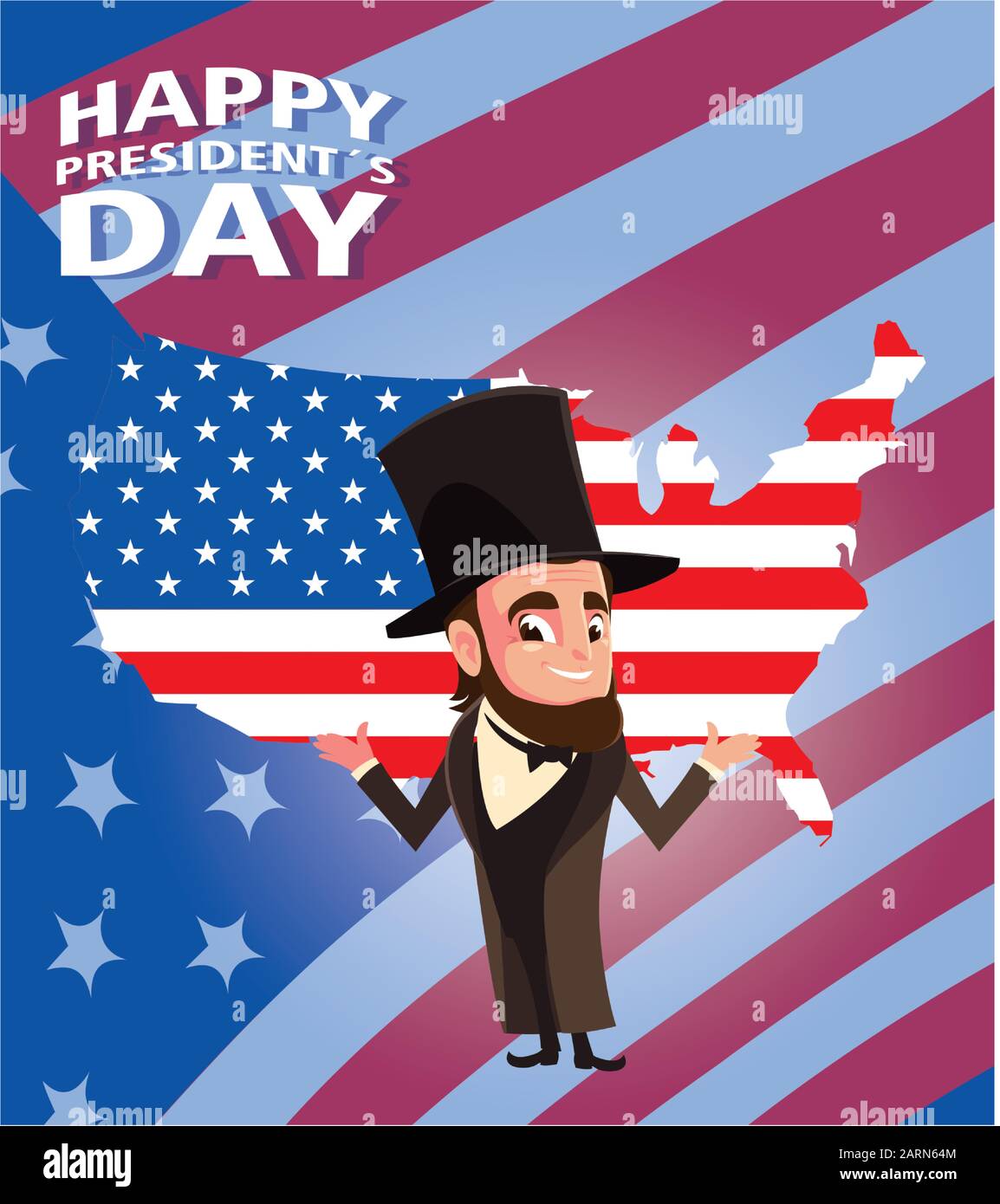 happy president day, president abraham lincoln vector illustration