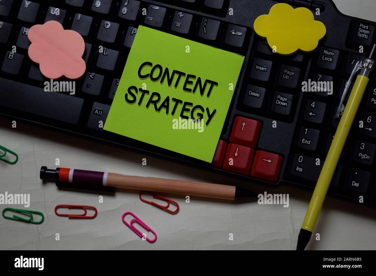 Content Strategy write on a sticky note isolated on office desk Stock ...