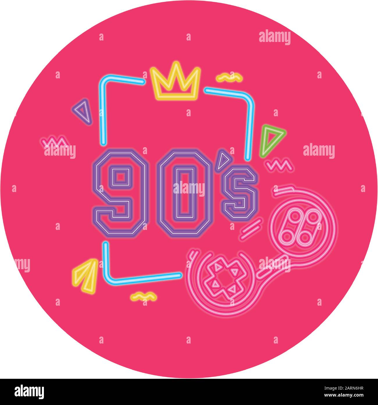 control game nineties style neon light Stock Vector Image & Art - Alamy