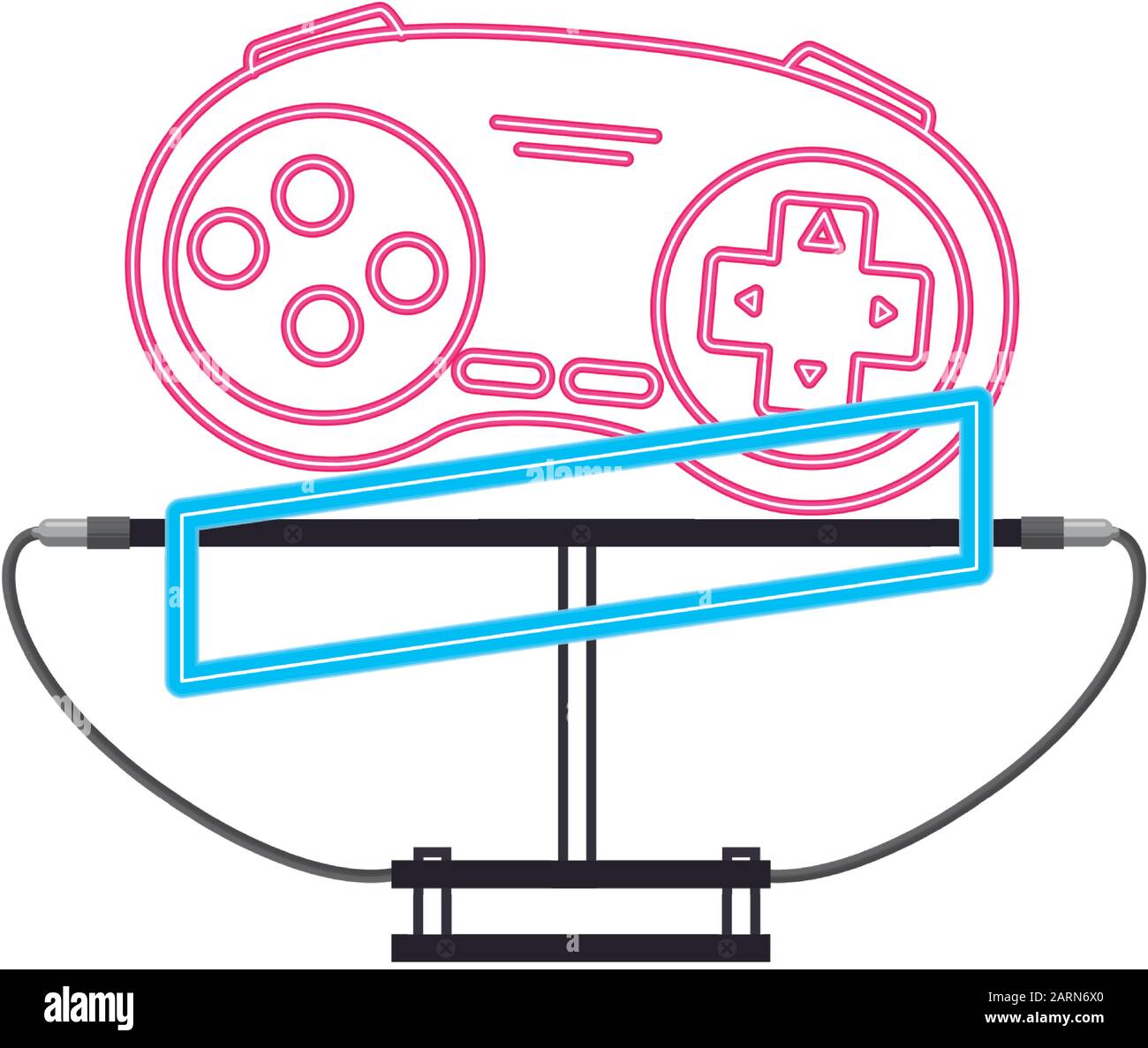 control game nineties style neon light Stock Vector Image & Art - Alamy