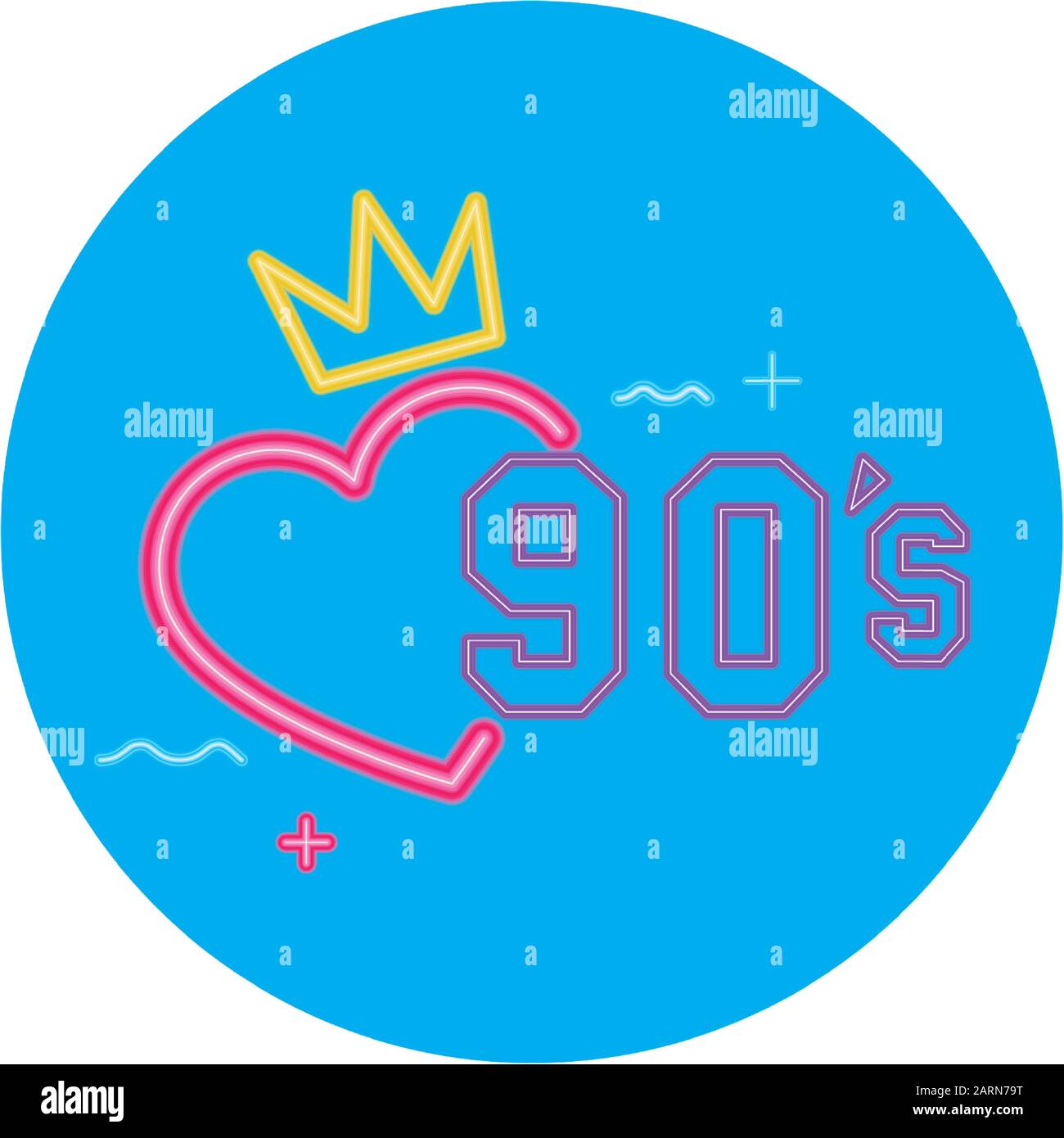 nineties sign retro style neon light Stock Vector Image & Art - Alamy