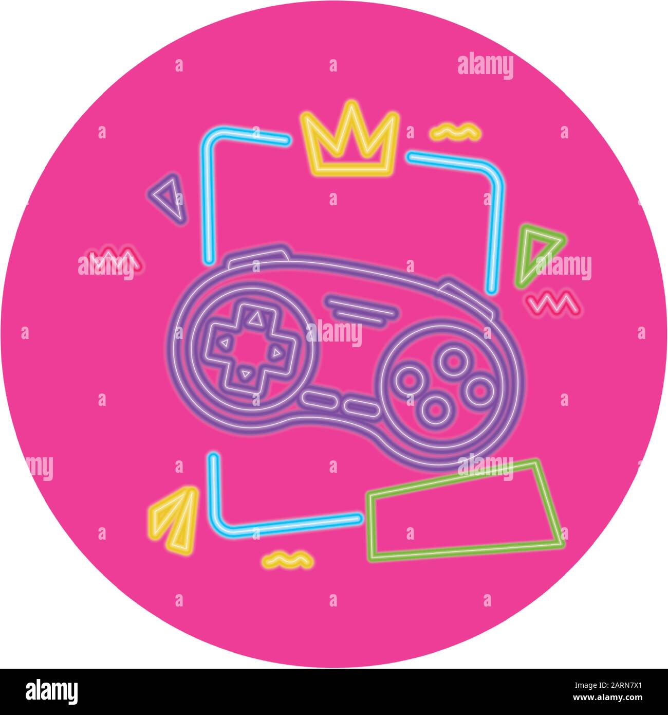 control game nineties style neon light Stock Vector Image & Art - Alamy