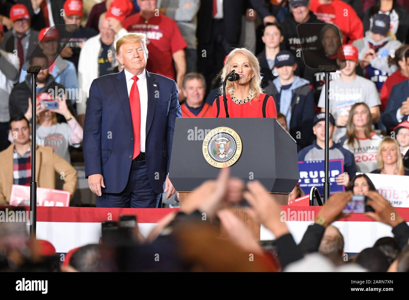 WILDWOOD, NJ - JANUARY 28: Kellyanne Conway speaks during a campaign rally at Wildwood Convention Center on January 28, 2020 in Wildwood, New Jersey. Stock Photo