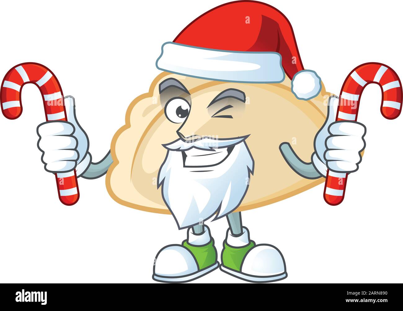 Pierogi Cartoon character in Santa costume with candy Stock Vector ...