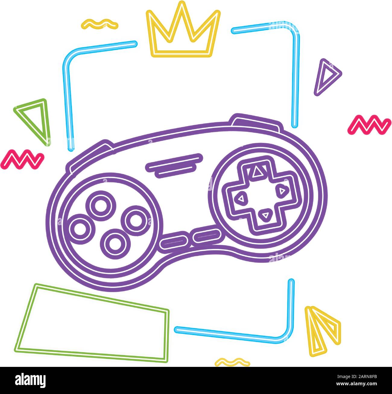 control game nineties style neon light Stock Vector Image & Art - Alamy