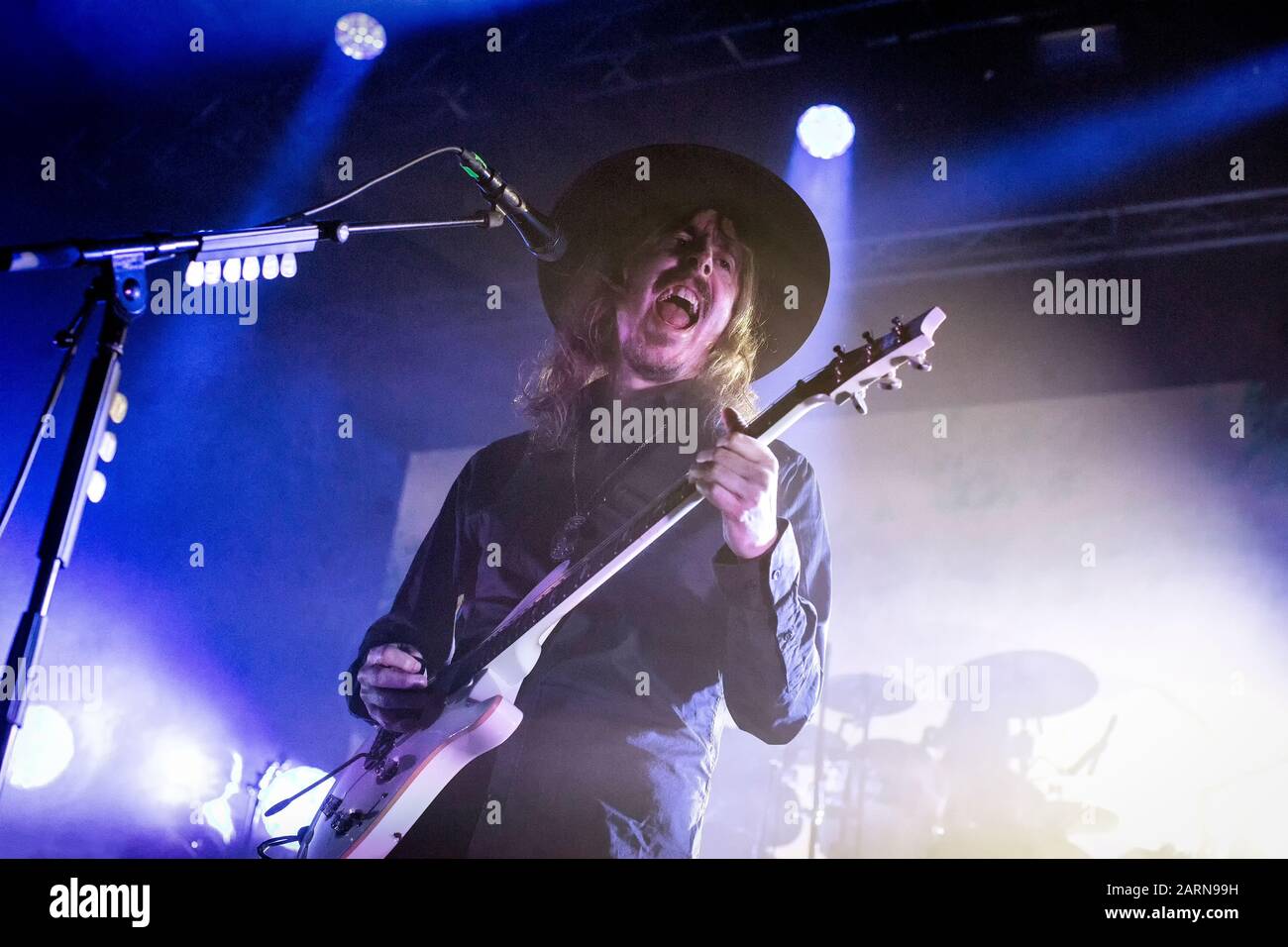 Norway, Oslo. 12th, January 2020. The progressive Swedish death metal band Opeth performs a live concert at Sentrum Scene in Oslo. Here vocalist and guitarist Mikael Åkerfeldt is seen live on stage. (Photo credit: Gonzales Photo - Terje Dokken). Stock Photo