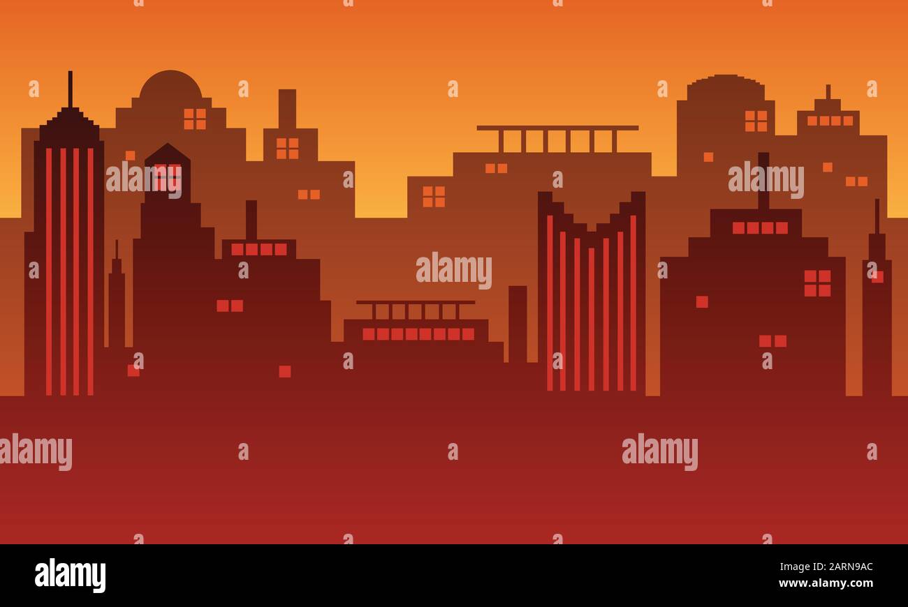 Illustration of a city with many buildings Stock Vector Image & Art - Alamy