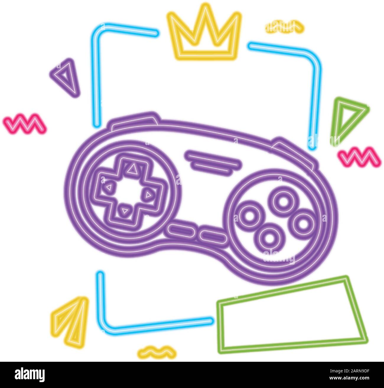 control game nineties style neon light Stock Vector Image & Art - Alamy
