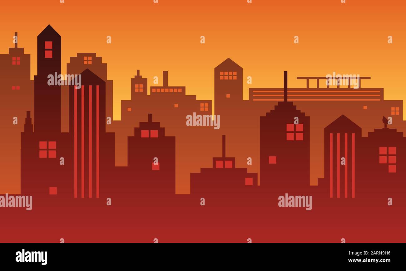 Illustration of a city with several buildings Stock Vector Image & Art ...