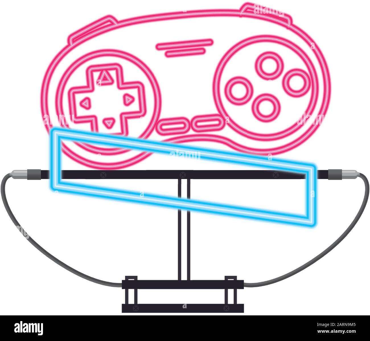 control game nineties style neon light Stock Vector Image & Art - Alamy