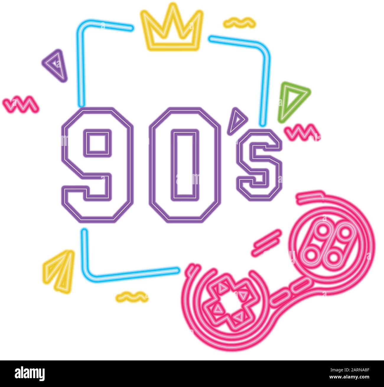 control game nineties style neon light Stock Vector Image & Art - Alamy