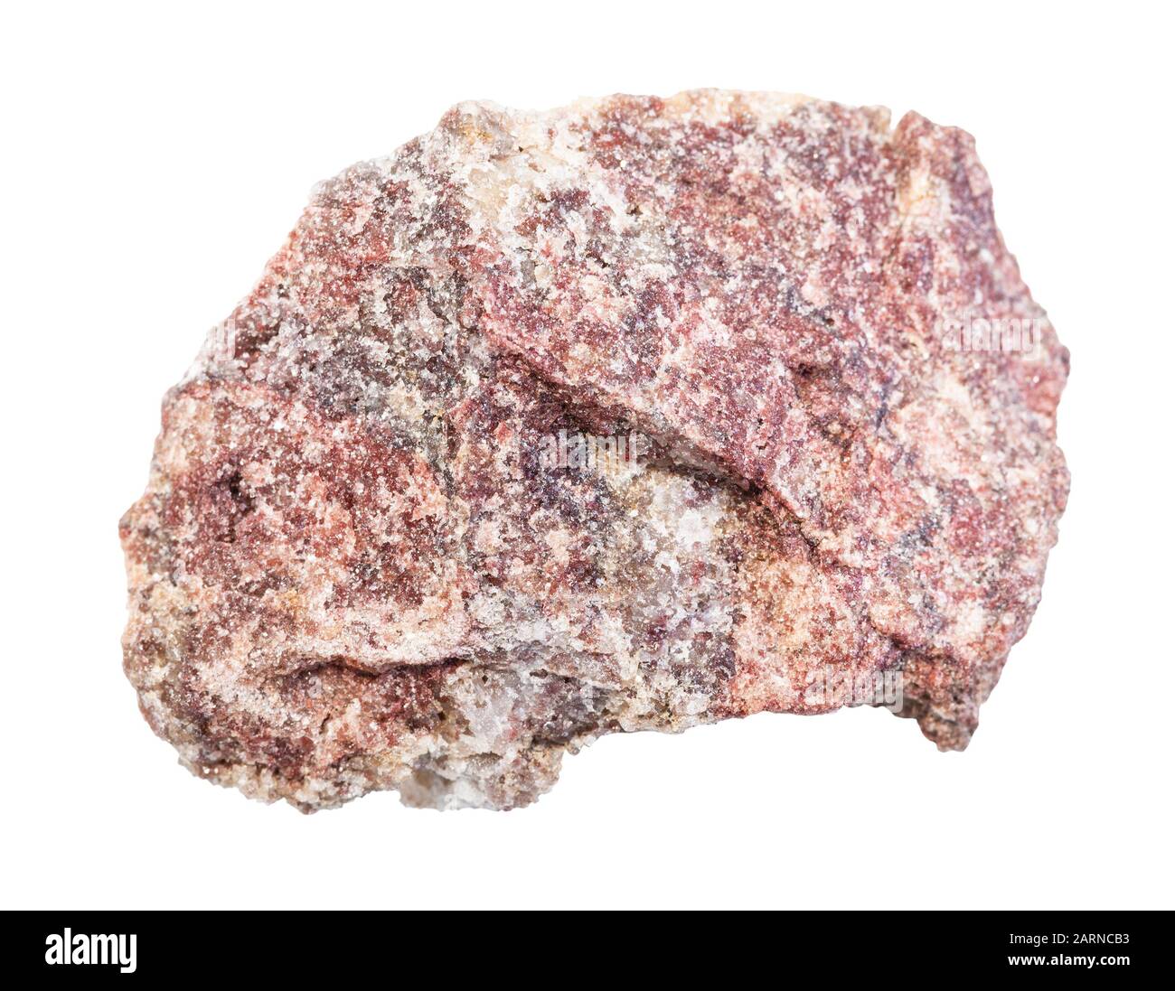 closeup of sample of natural mineral from geological collection - unpolished pink dolomite rock isolated on white background Stock Photo