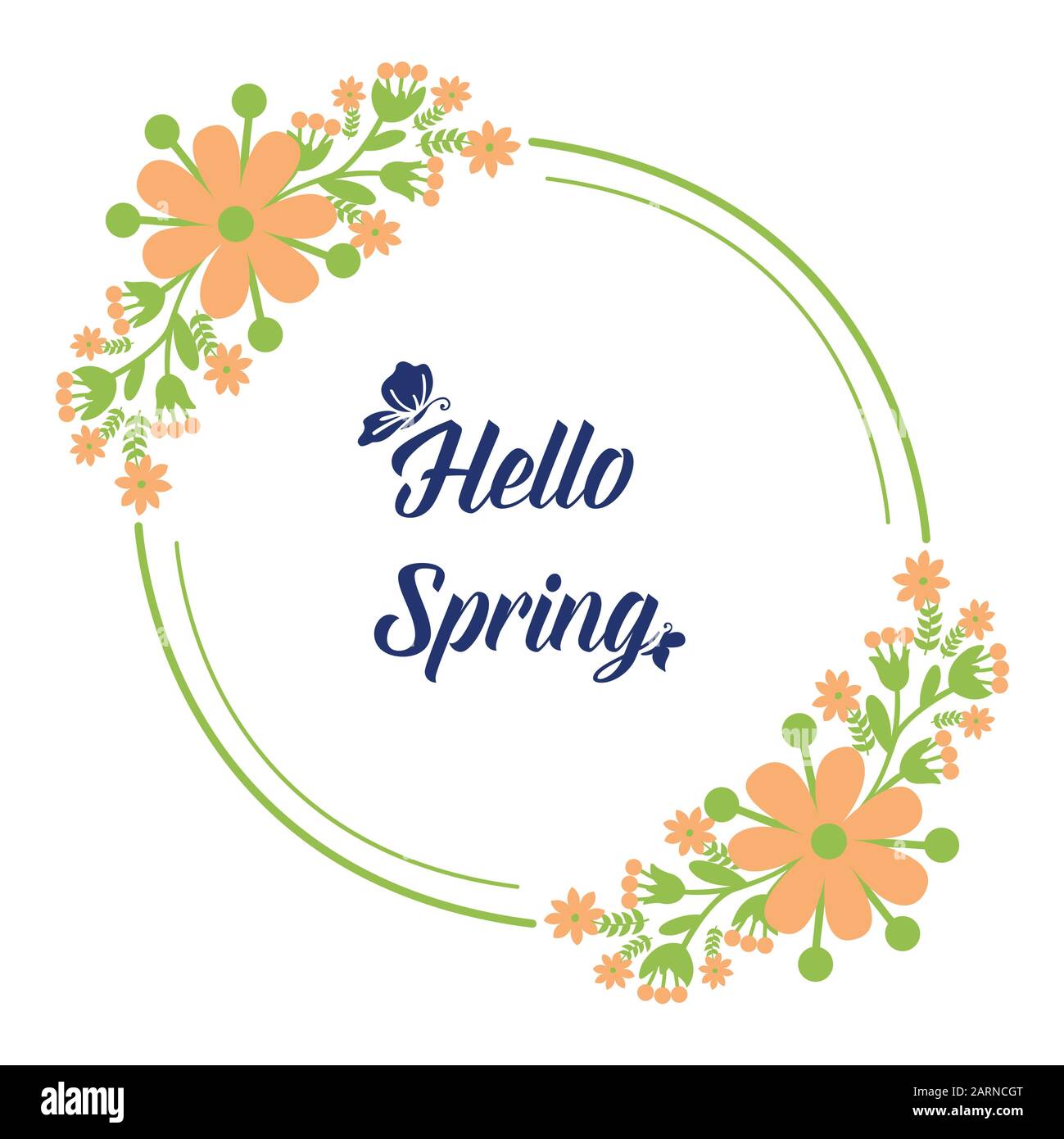 Beautiful Orange wreath frame, for hello spring greeting card wallpaper ...