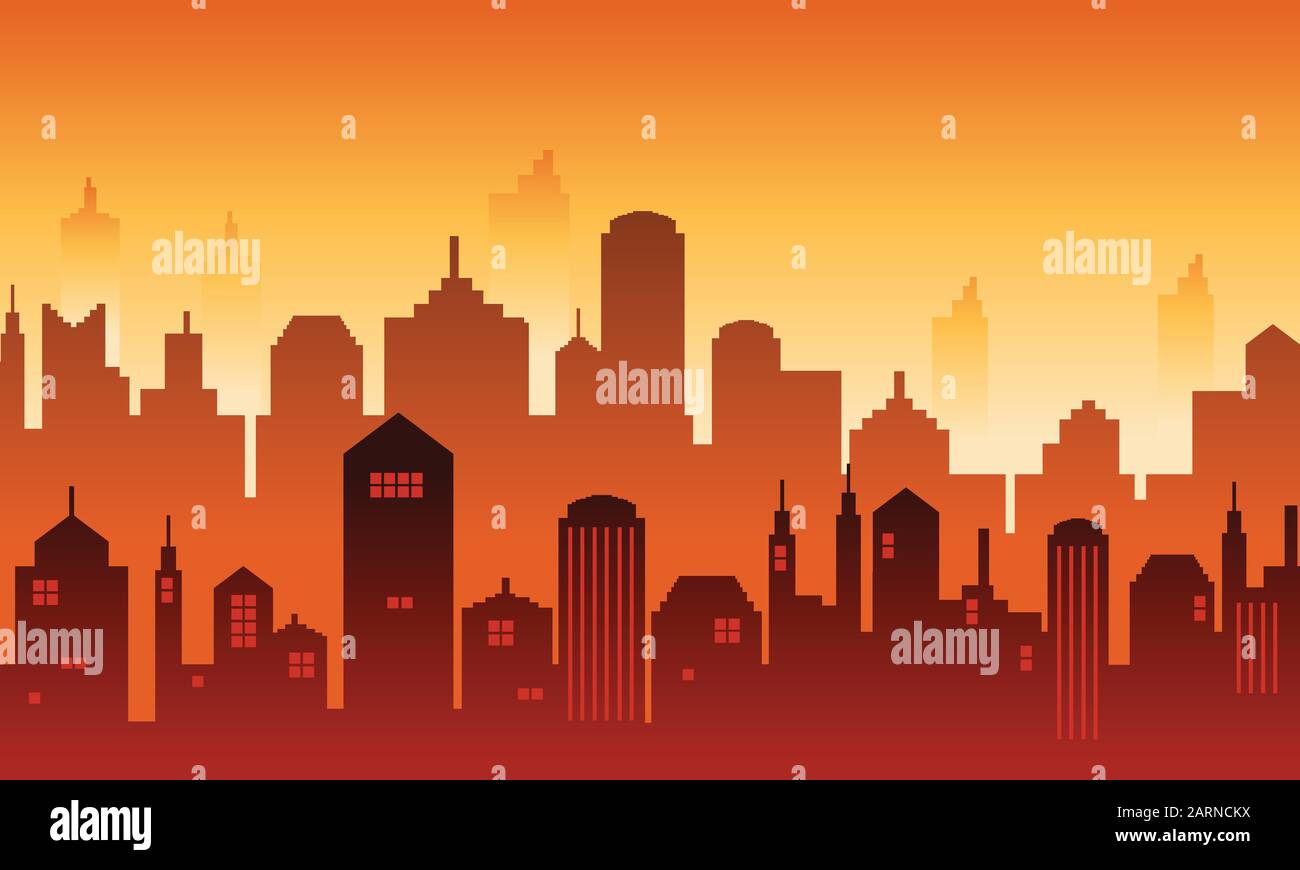 Vector City Background With Beautiful Sky In The Afternoon Stock Vector 