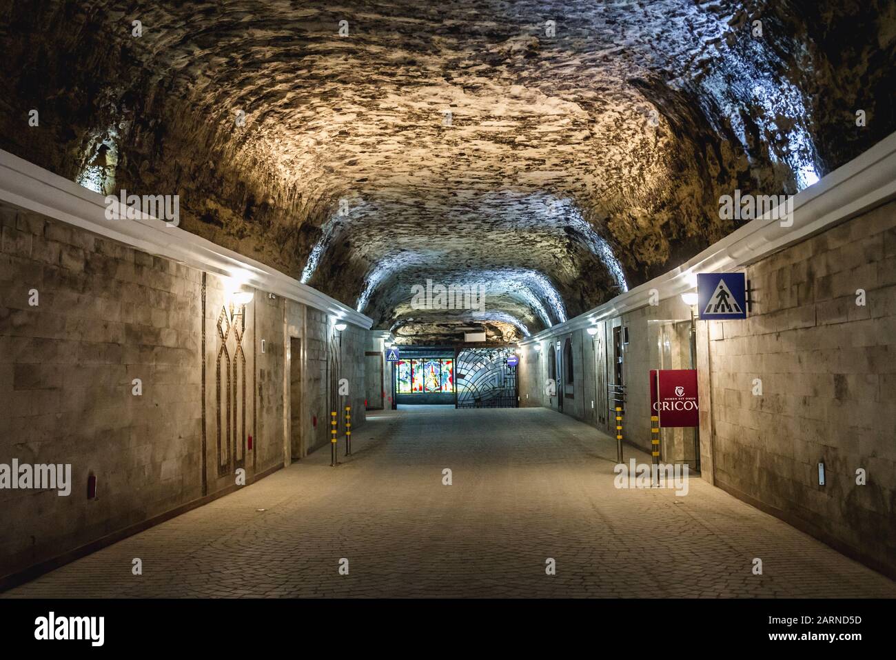 Underground corridor of Famous Cricova winery in Cricova town near Chisinau, capital of Moldova Stock Photo