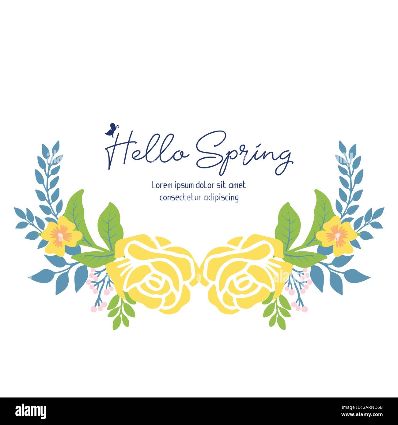 Simple Pattern of leaf and yellow floral frame, for beautiful hello ...
