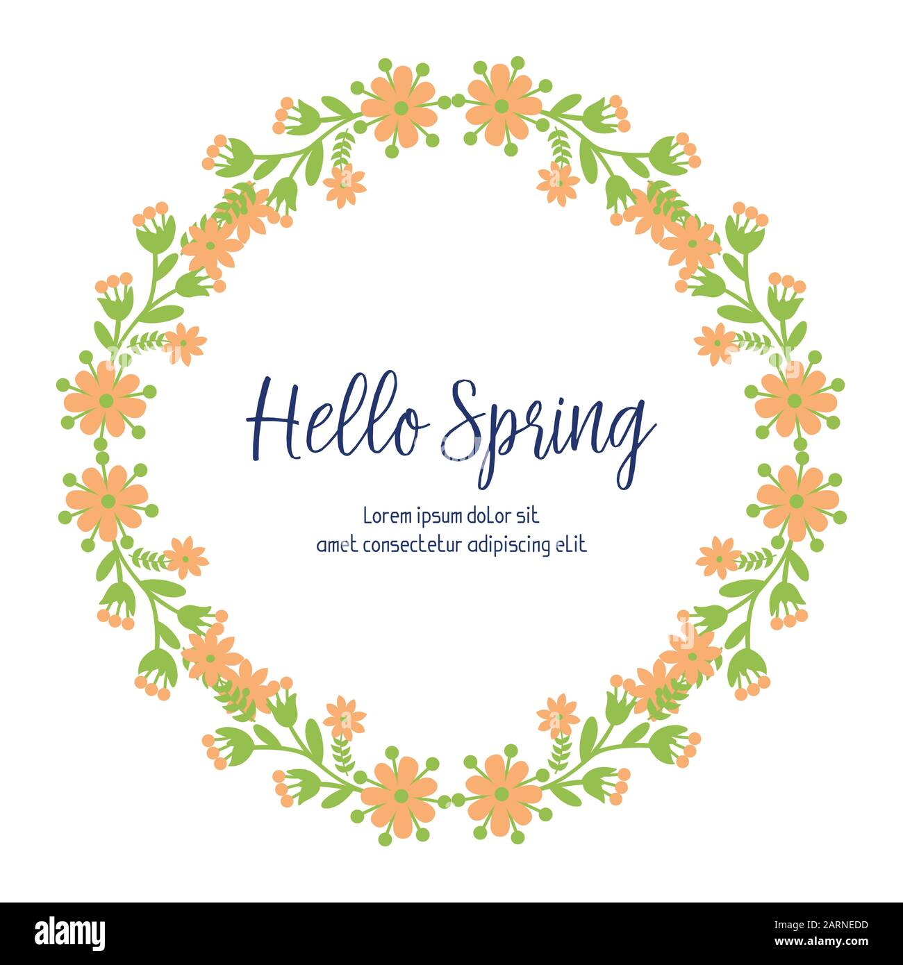 Beautiful Orange wreath frame, for hello spring greeting card wallpaper ...