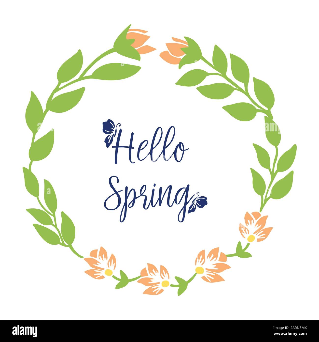 Greeting card wallpapers design for hello spring, with leaf and flower ...
