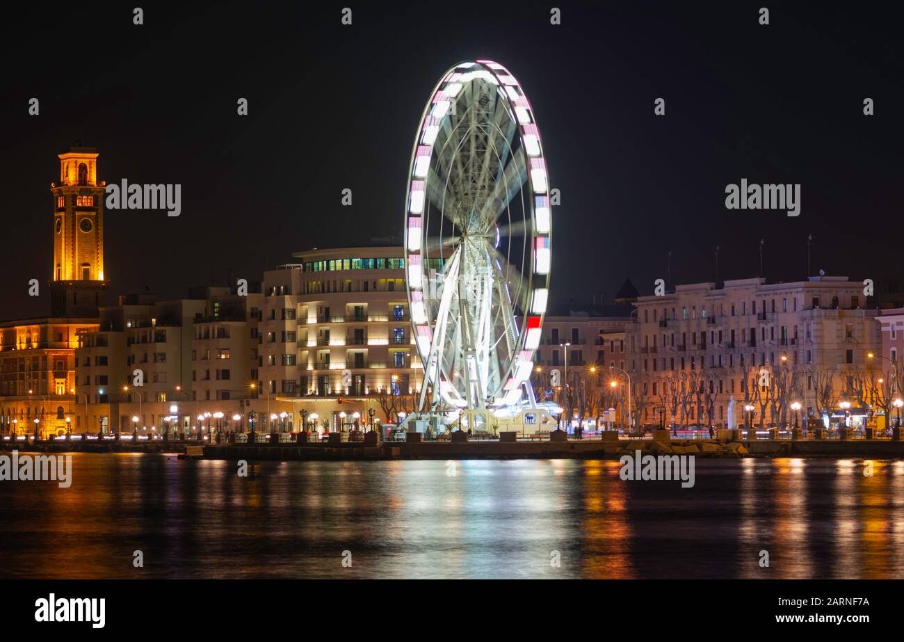 Bari, region of Apulia, Italy: Big ferris wheel on the waterfront of Bari Stock Photo