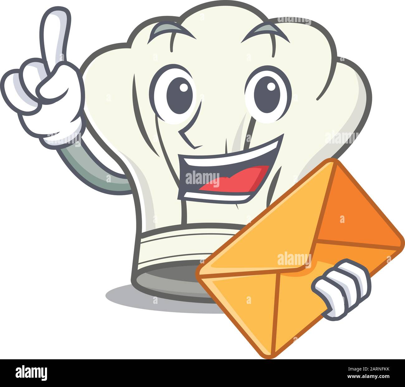 Cheerfully cook hat mascot design with envelope Stock Vector Image ...