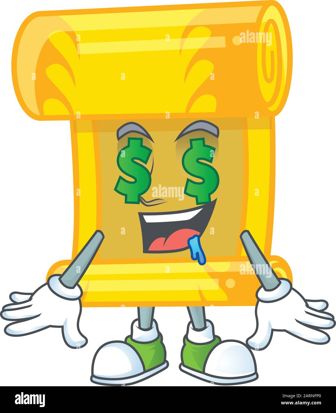 Happy rich chinese gold scroll with Money eye cartoon character style ...