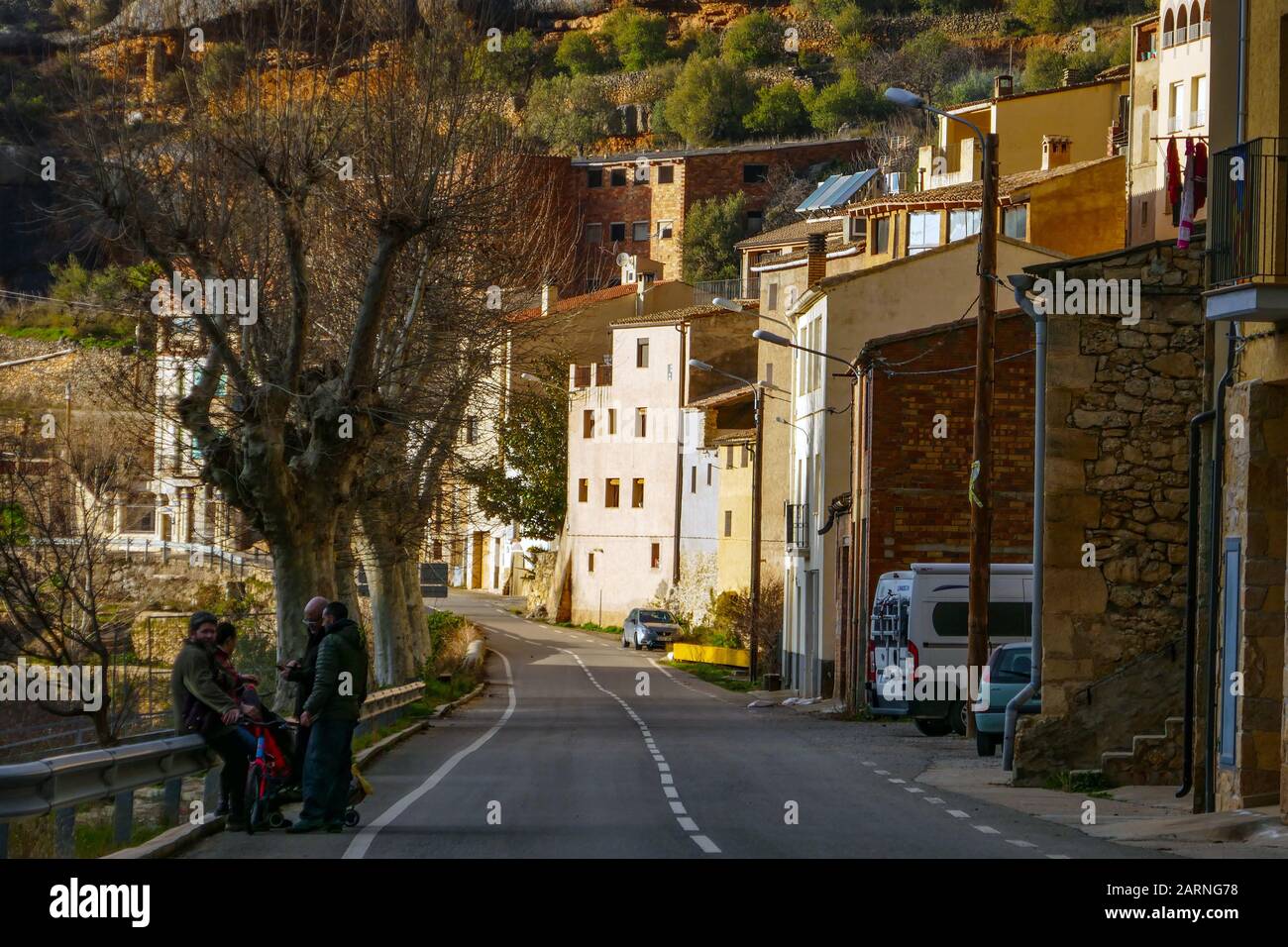 The town of Margalef in winter, Lleida, Catalunya, Spain Stock Photo