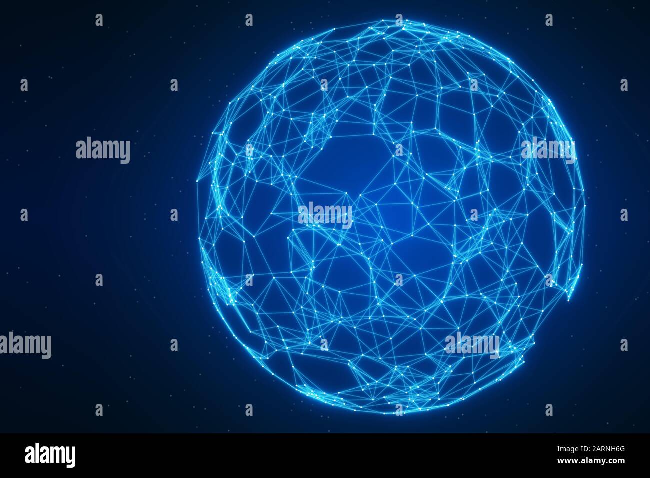 Abstract global network technology illustration for business, telecommunications, Internet of Things (IoT), big data, fintech or Artificial Intelligen Stock Photo
