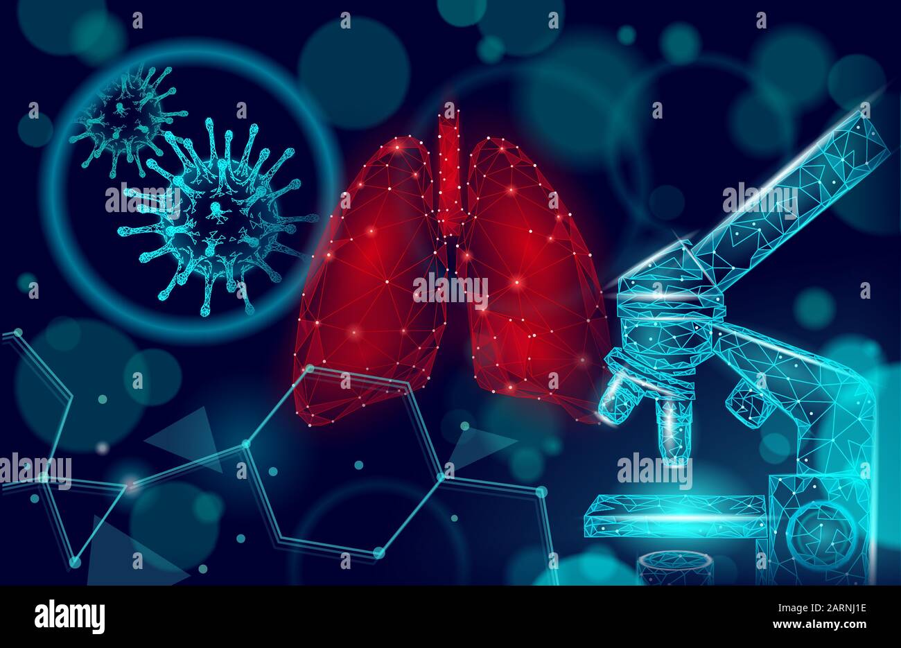3D human lungs medicine microscopic research concept. Respiratory virus infection cancer danger analysis. Therapy of tuberculosis hospital poster Stock Vector