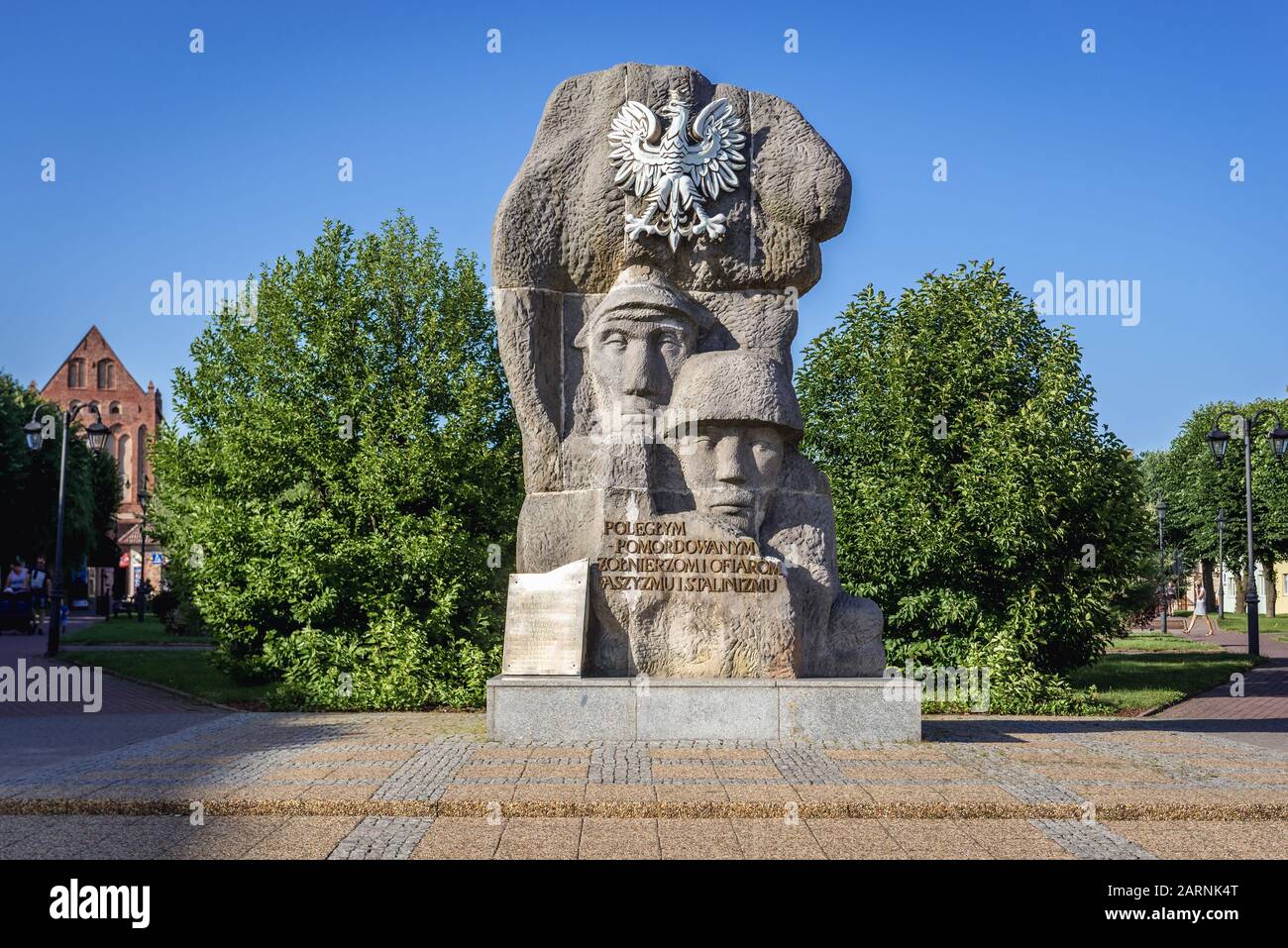 Memorial to the fallen and murdered soldiers and to the victims of Fascism and Stalinism in Swidwin, West Pomeranian Voivodeship of Poland Stock Photo