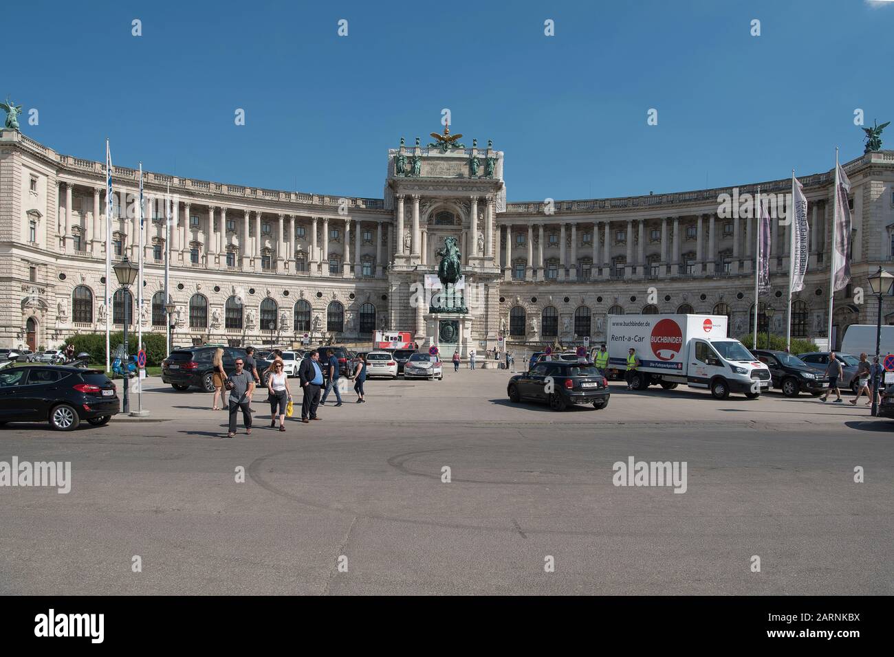 Vienna, Austria - June 4, 2019;  Neue Burg part of the Palace Hofburg in the center of Vienna a famous landmark and a popular tourist destination Stock Photo