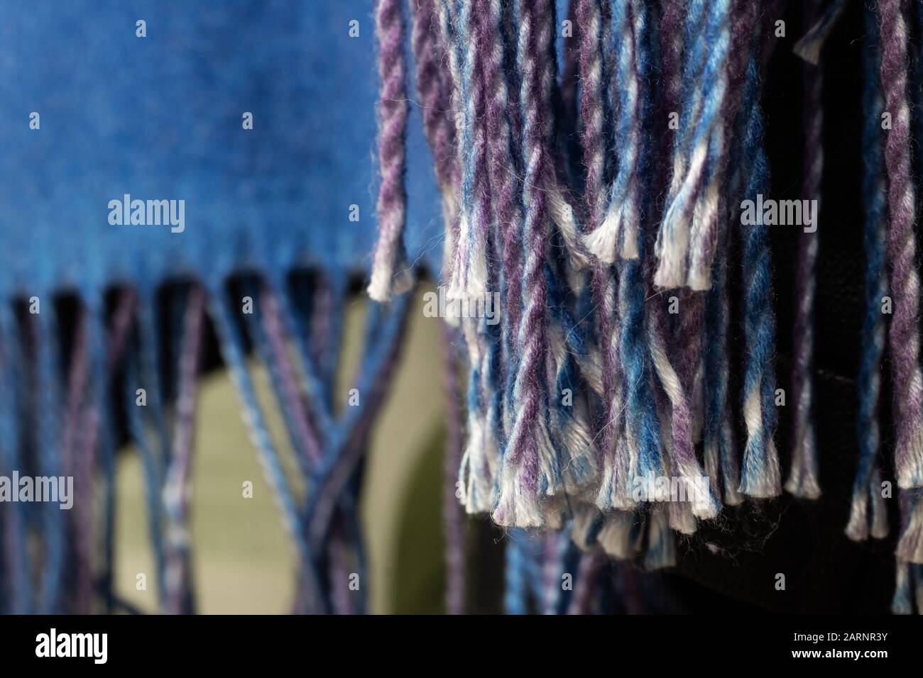 Blue Wool Edge close up, background for text Stock Photo