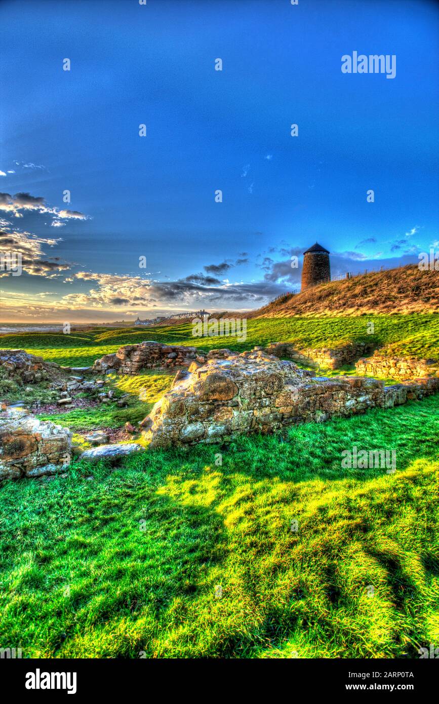Fife Coastal Path, Scotland. Artistic silhouetted view of the Fife Coastal Footpath between the