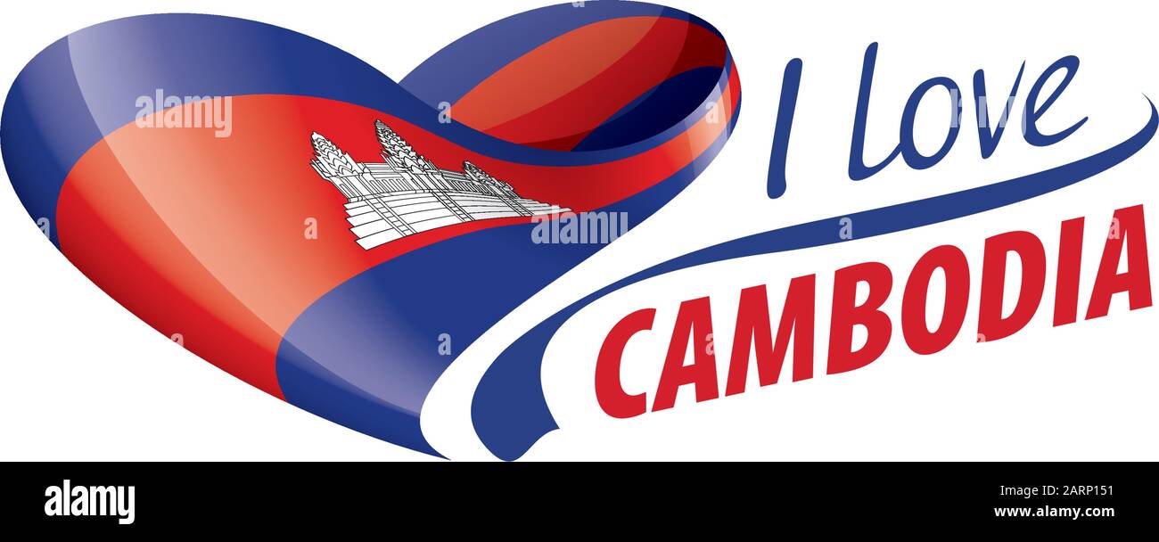 National flag of the Cambodia in the shape of a