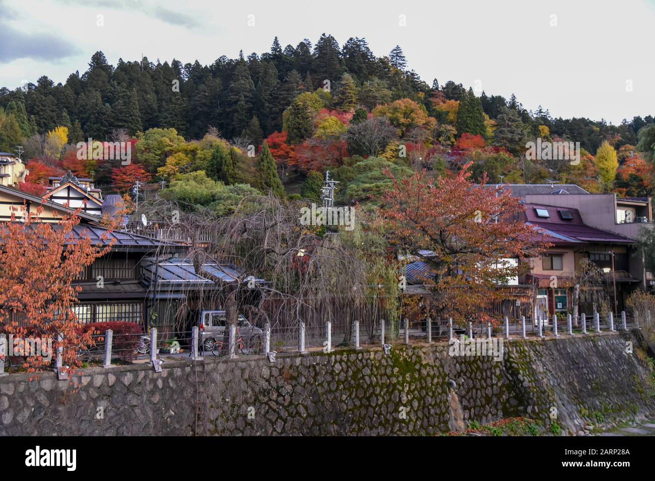 Beautiful autumn scene in Takayama, Japan Stock Photo