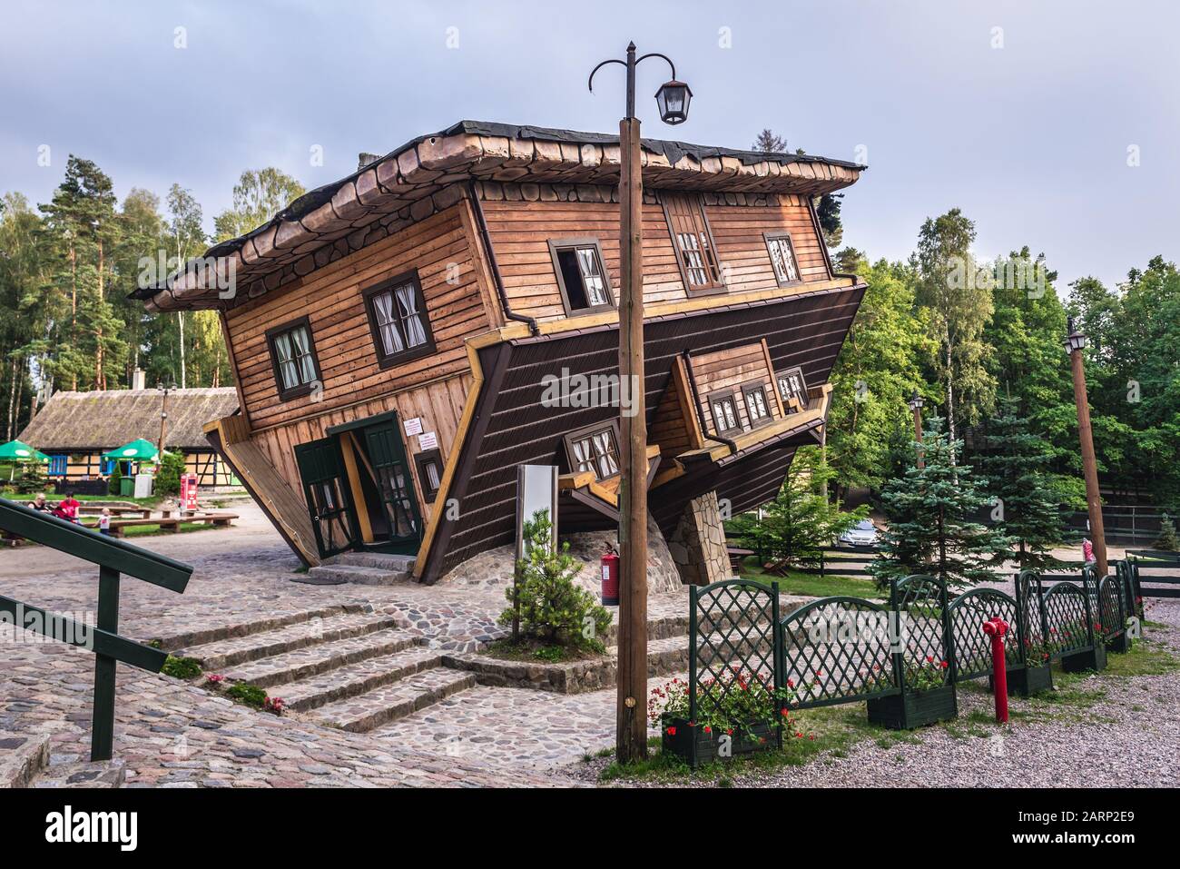 Upside-Down House in Centre for Education and Regional Promotion in Szymbark village, Kashubia region of Pomeranian Voivodeship in Poland Stock Photo