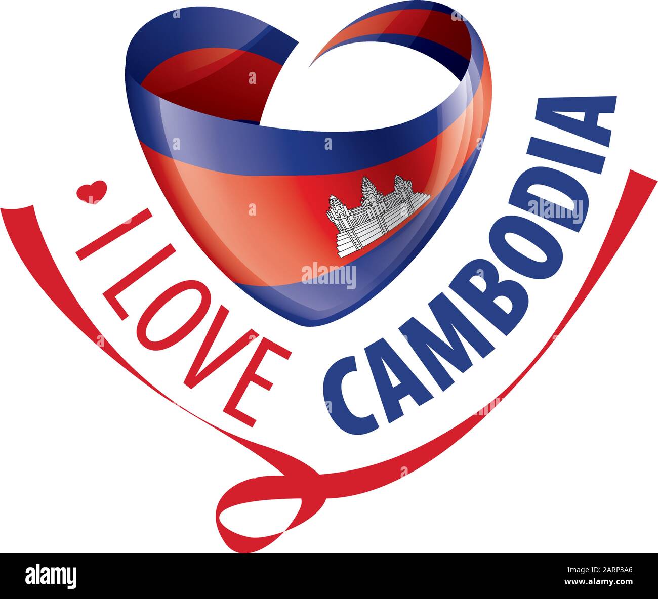 National flag of the Cambodia in the shape of a
