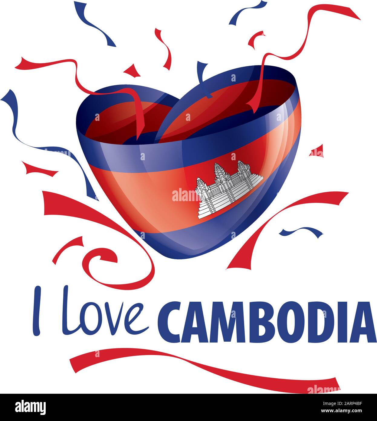 National flag of the Cambodia in the shape of a