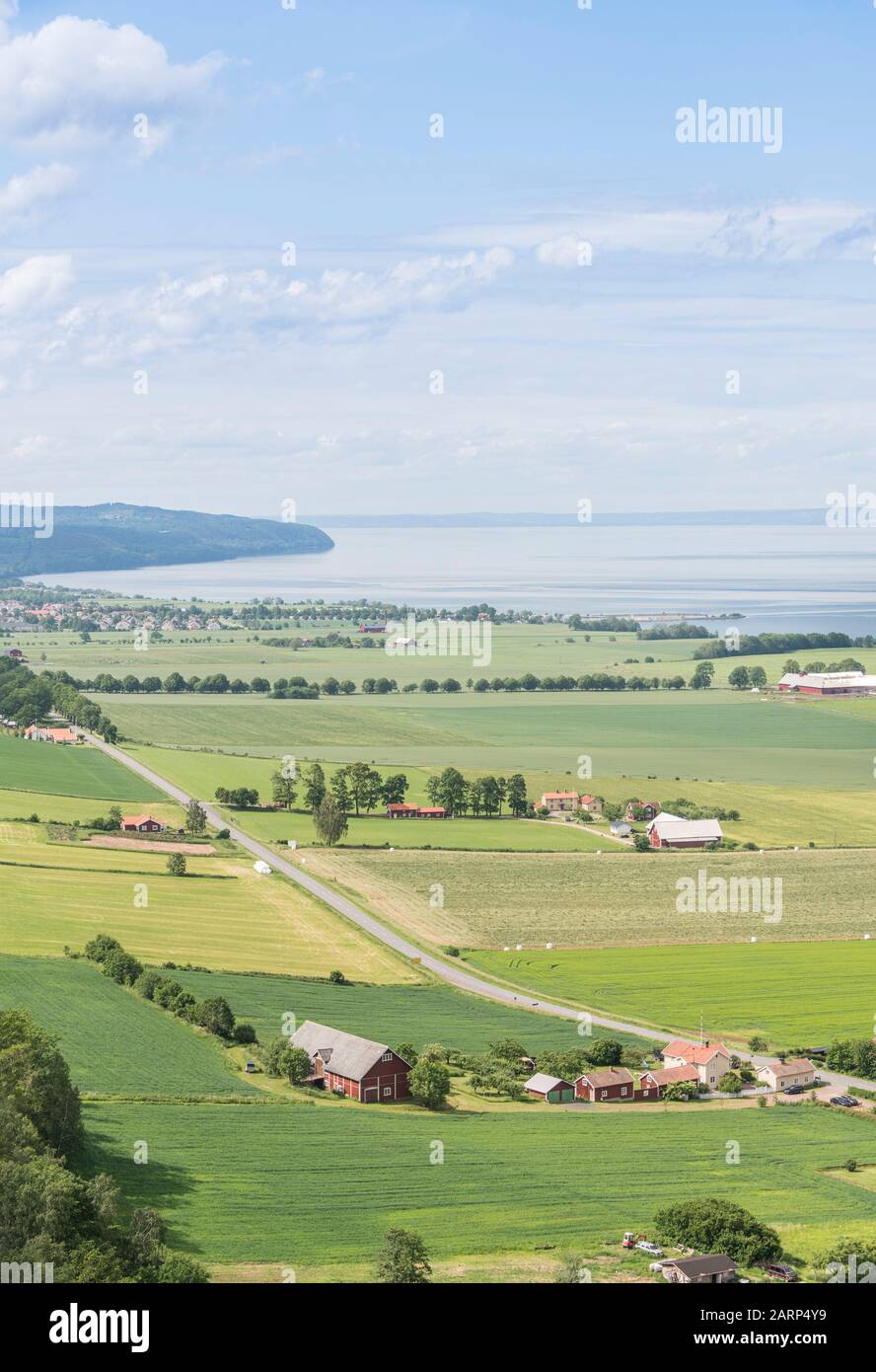 Aerial view over rural landscape by the lake Vattern at Granna, Smaland,  Sweden, Scandinavia Stock Photo - Alamy