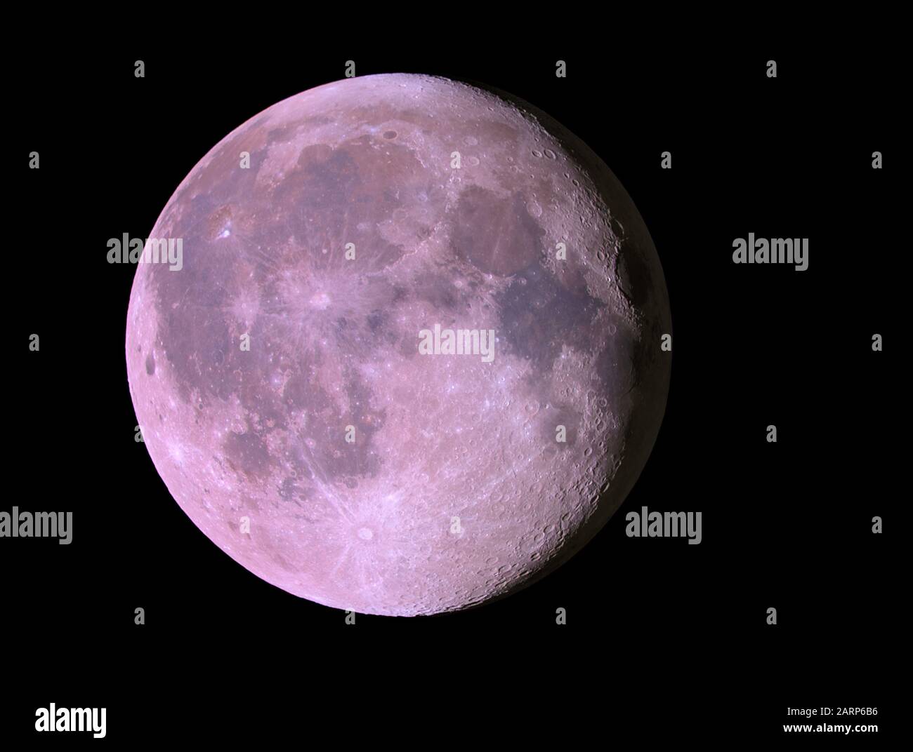 Moon 17 days after new moon in color Stock Photo