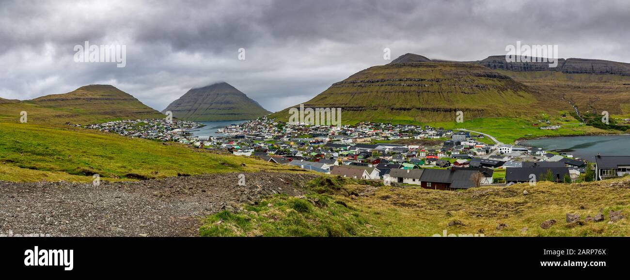Klaksvik city on Bordoy island panorama, Faroe Islands Stock Photo