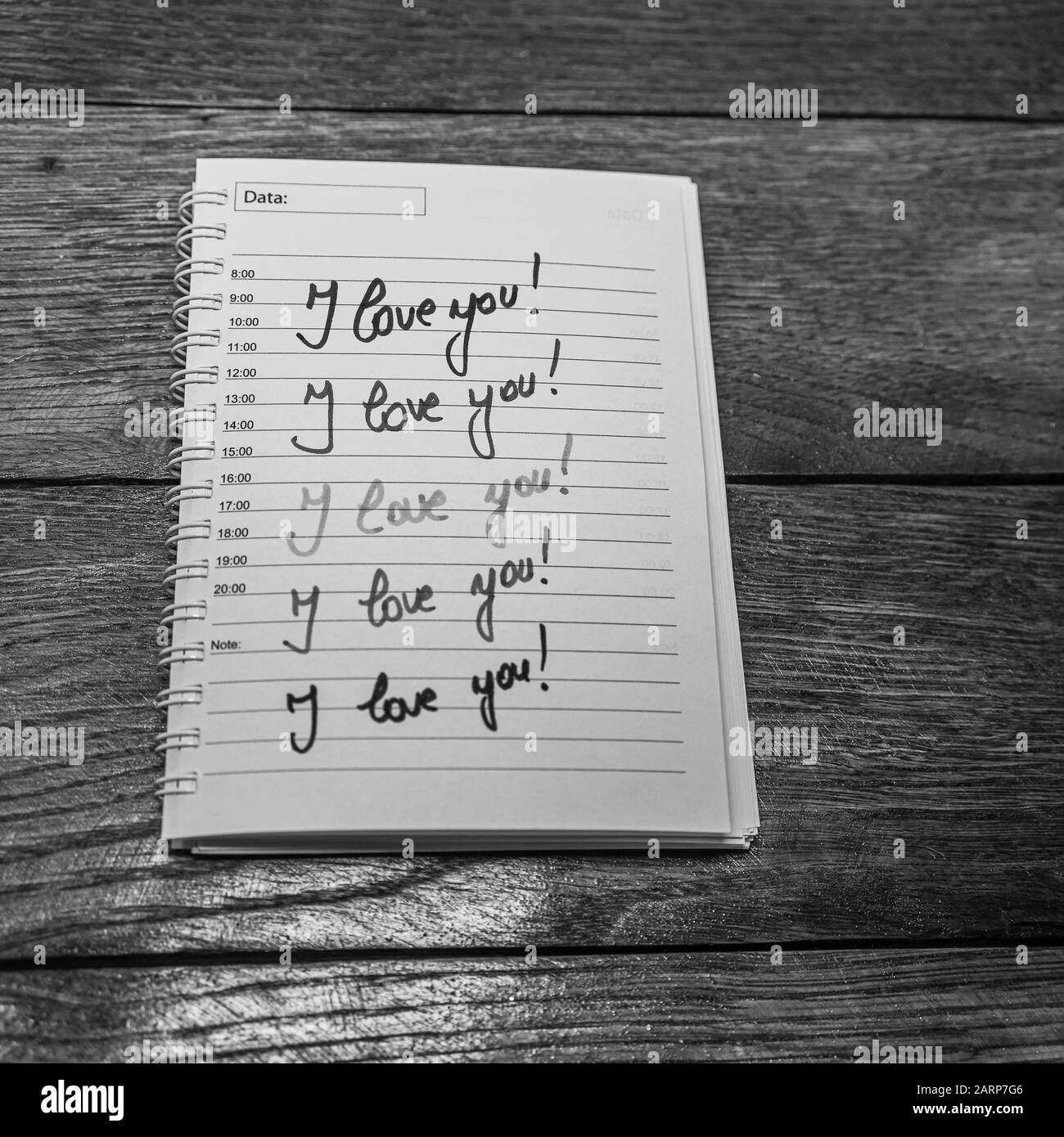 I love you, writing love text on paper, lovely message. Text on ...