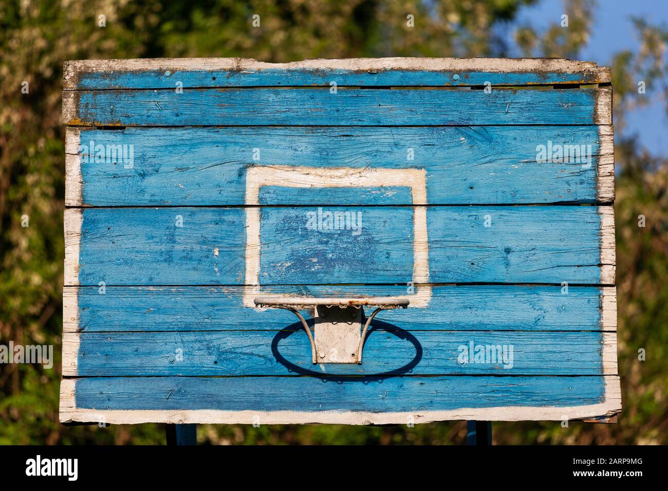 basketball hoop on the outskirts of the area Stock Photo