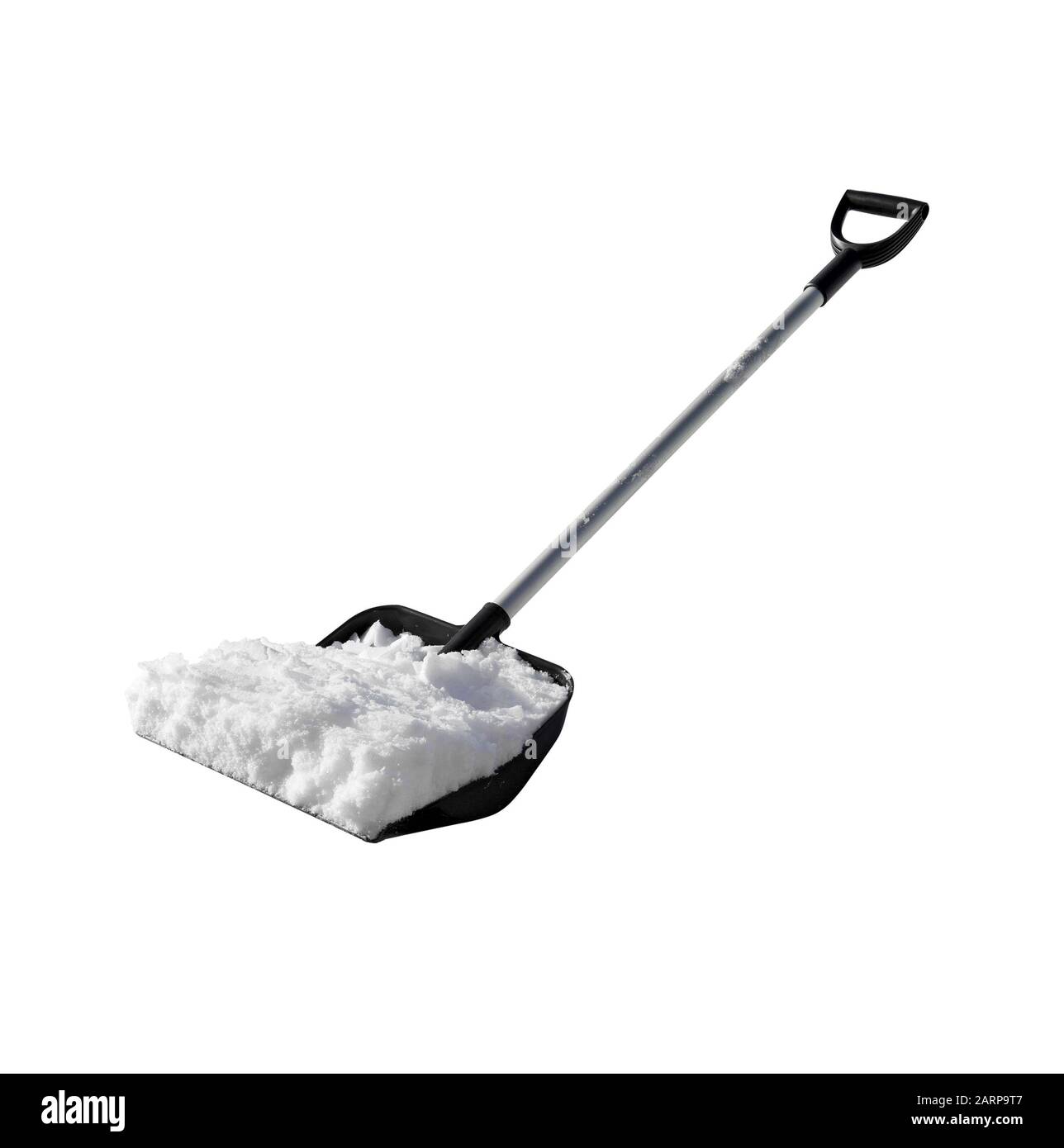 Shovel for cleaning of snow with the snow. Snow shovel isolated on white background. Stock Photo