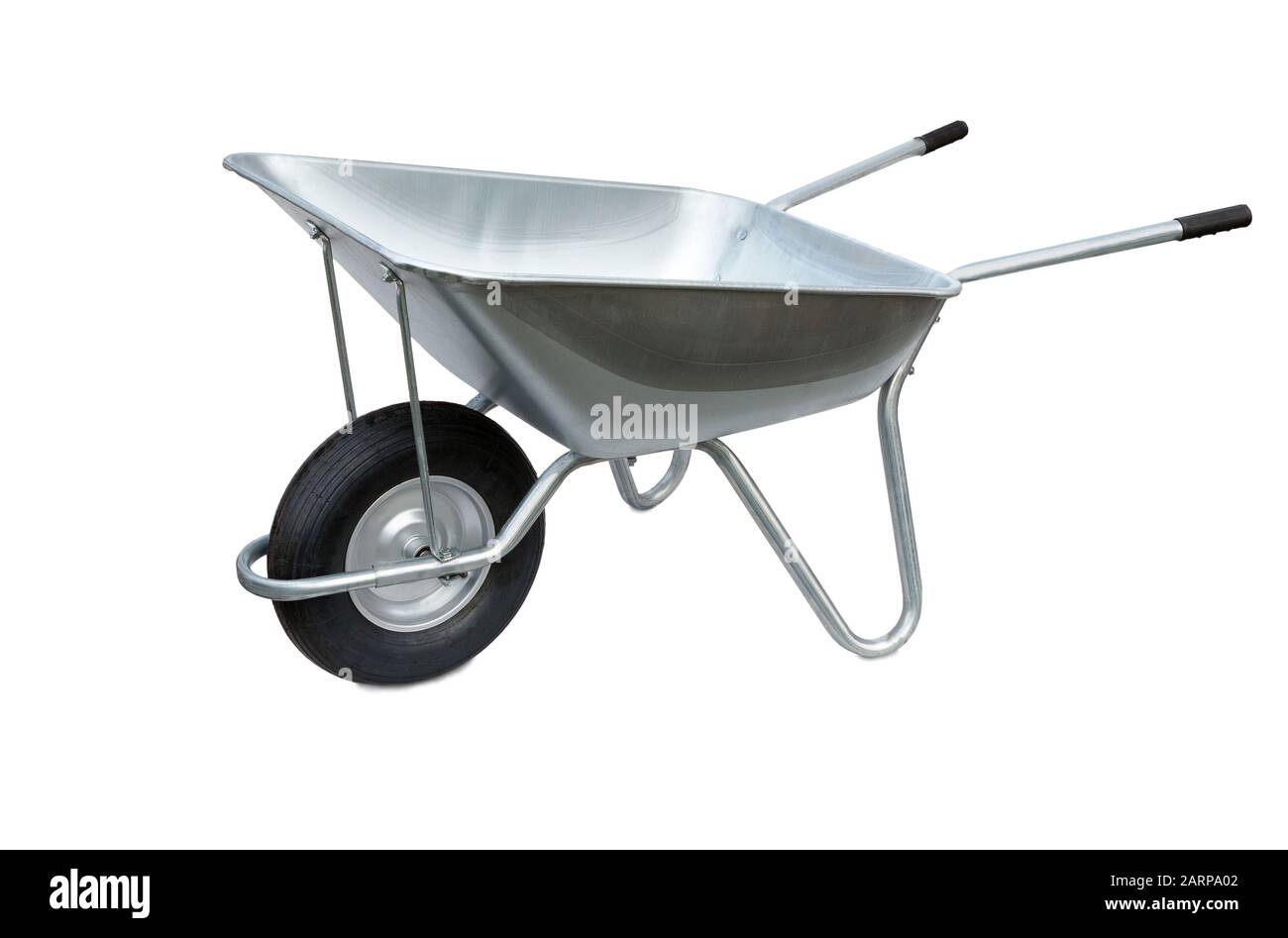 Wheelbarrow isolated on white background. Garden metal wheelbarrow cart Stock Photo