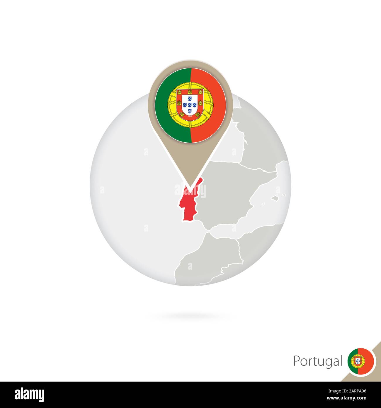 Pin map with Portugal flag on world map. Vector illustration